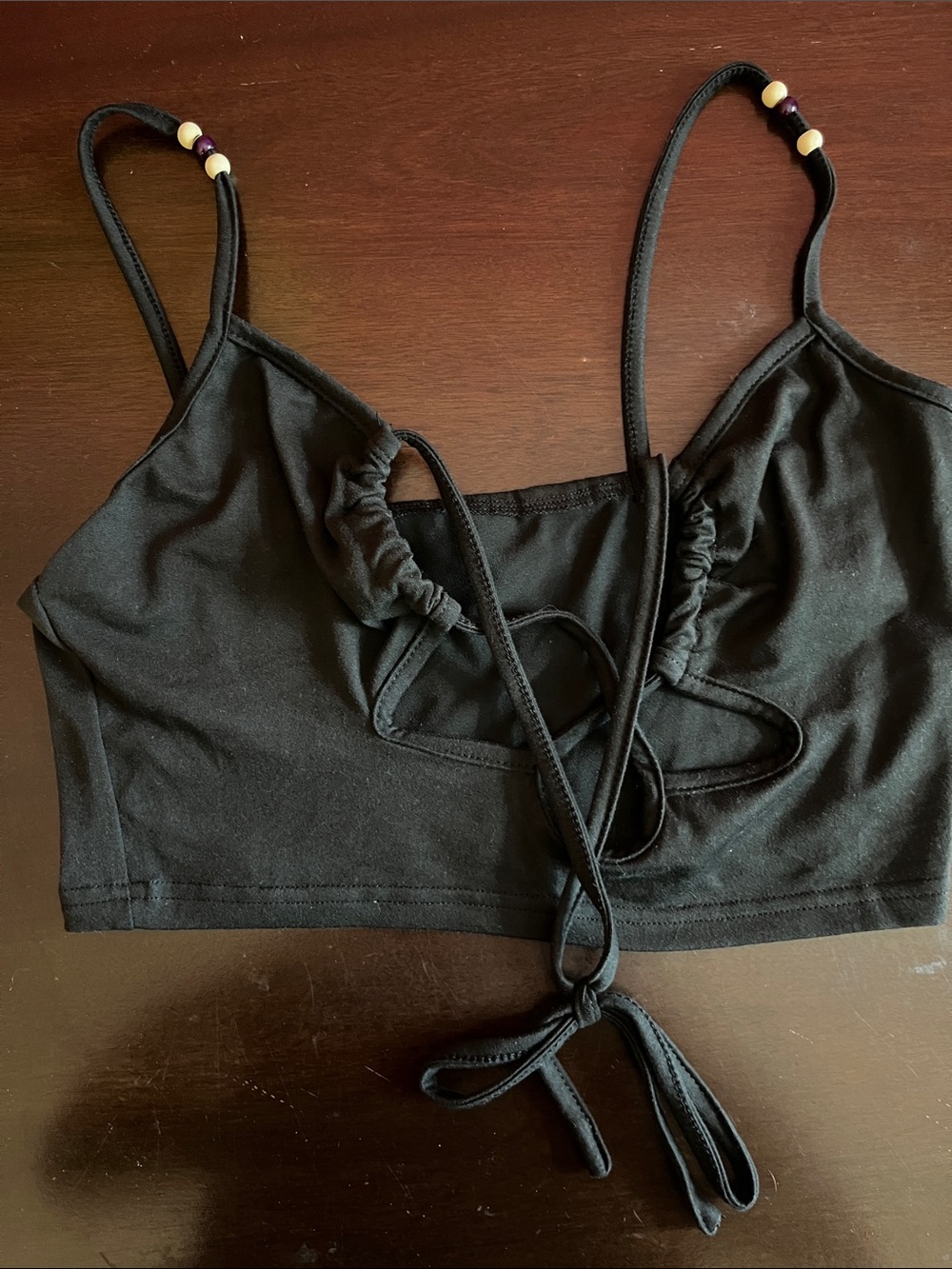 SHEIN Black Tie-Front Cropped Cami Top